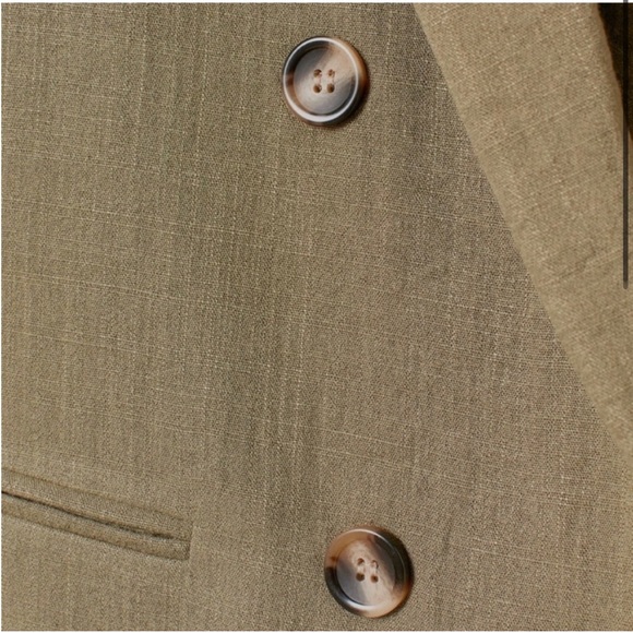 H&M | double breasted olive linen blazer - Picture 4 of 9